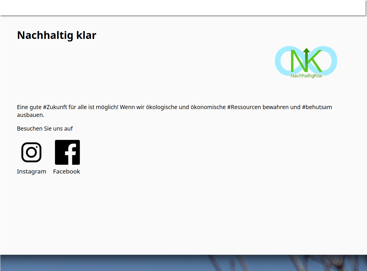 Screenshot / Bildschirmfoto der Startseite von nachhaltig-klar.de
